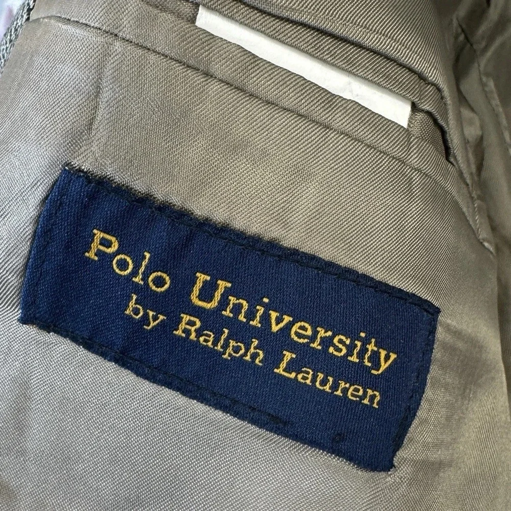 VTG '98 Polo University Ralph Lauren Blazer 42R 100% Wool Tweed Herringbone Gray